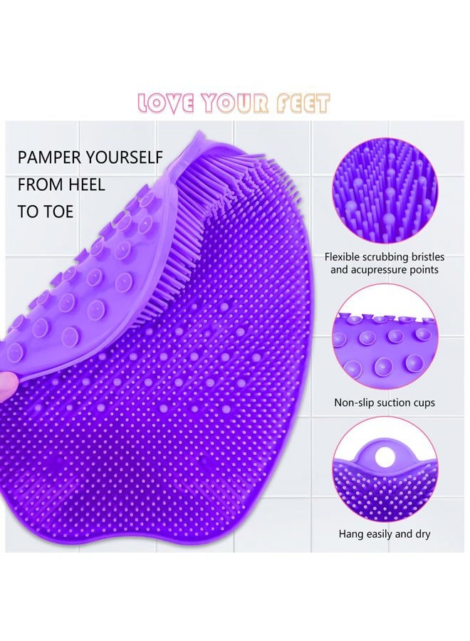AXLOFO ® Shower Foot Scrubber Mat, XL Larger Size Foot Massager Mat with Non-Slip Suction Cups - Cleans, Exfoliationl, Massages Your Feet Without Bending, Foot Circulation & Relieve Tired Feet (purple) - Image 3