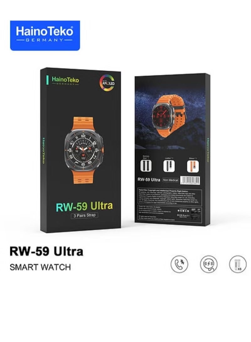 Haino Teko RW-59 Smart Watch with Ultra HD AMOLED Display, 3 Bands, and Multi-Color Wireless Charger - Image 1