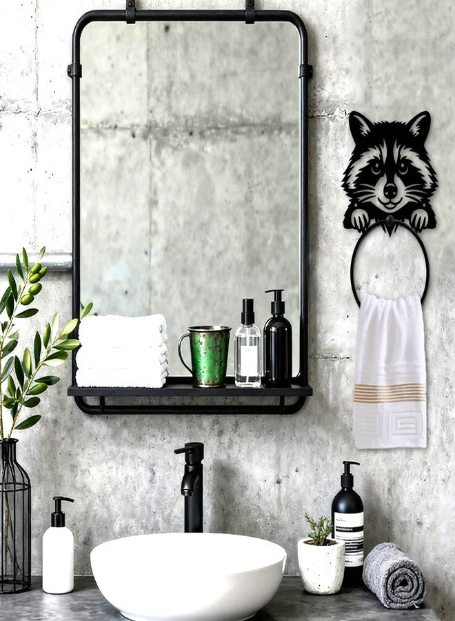 MAYJOYDIY Raccoon Metal Towel Ring Round Forest Animal Hand Towel Holder Cartoon Ring Hanger Wall Mount Black Vintage Towels Wall Organizer for Kitchen Bath Home Laundry Room Decors Gifts - Image 5