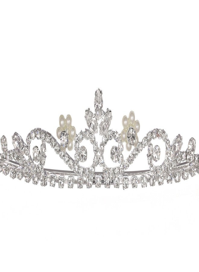 SAMKY Wedding Bridal Headpiece Tiara Crown with Pearl Crystals Bride's Hair Accessories - Image 2