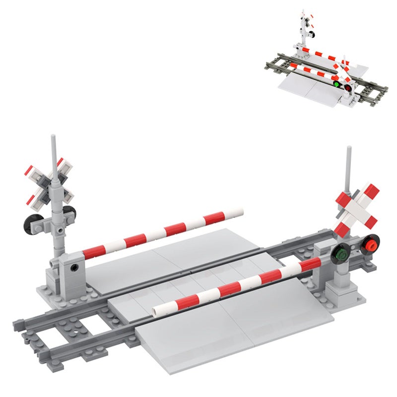 TNDCKP Train Tracks Building Block Set 04 City Train Track Railroad Tracks Traffic Light Railroad Crossing Building Bricks Compatible with Lego 853792 Accessory Kid Gifts for Ages 6 - Image 3
