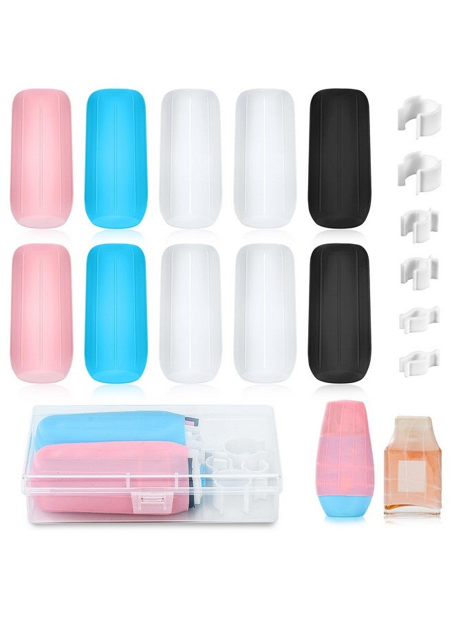 ستارت مايكرز عبوة من 10 أكمام مرنة لمنع التسرب أثناء السفر مع 6 مشابك - أغطية زجاجات من السيليكون لحاوية أدوات النظافة أثناء السفر وإكسسوارات السفر القابلة لإعادة الاستخدام مع حقيبة - Image 1