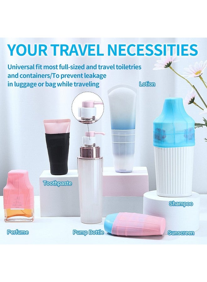 ستارت مايكرز عبوة من 10 أكمام مرنة لمنع التسرب أثناء السفر مع 6 مشابك - أغطية زجاجات من السيليكون لحاوية أدوات النظافة أثناء السفر وإكسسوارات السفر القابلة لإعادة الاستخدام مع حقيبة - Image 3