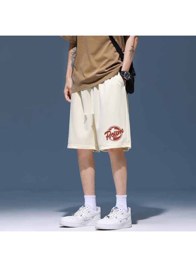 Poum American-style Casual Ice Silk Shorts For Men, Summer Loose-fitting Sports Trendy Outdoor Wear, Knee-length Shorts, Tq04, Apricot Color, 3XL - Image 2