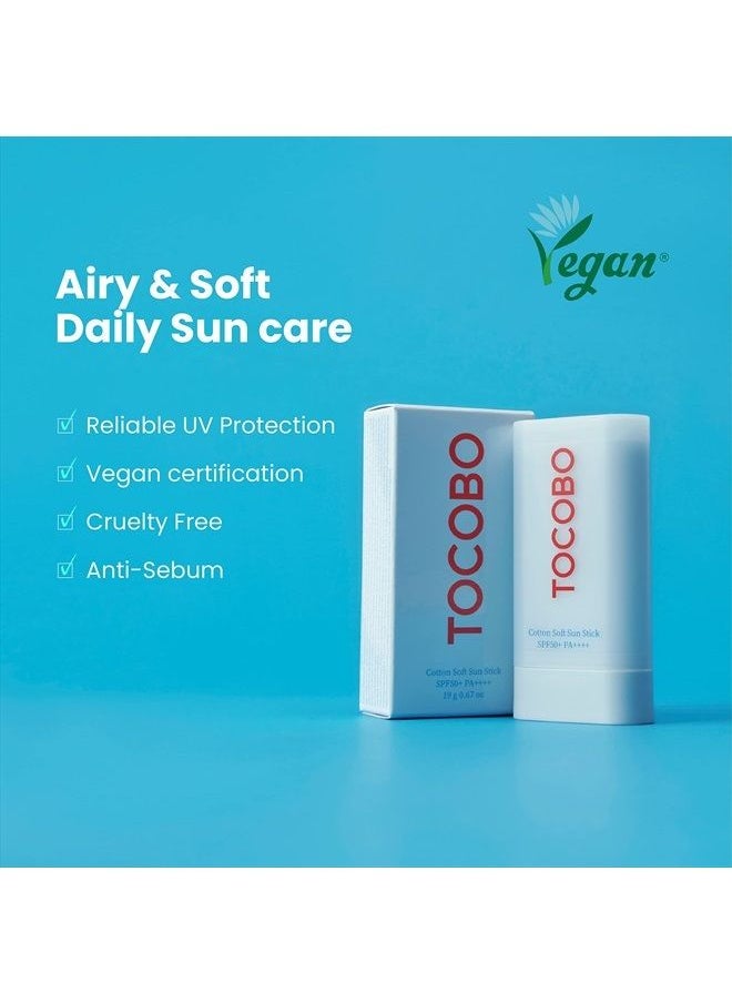 Tocobo [TOCOBO] COTTON SOFT SUN STICK SPF50+ PA++++ 0.67 oz / 19g | Natural Ingredients, Anti-Sebum, Soft Matt Feeling | EWG Green + PEG Free, Korean Vegan Sun Stick for Face  - Image 3