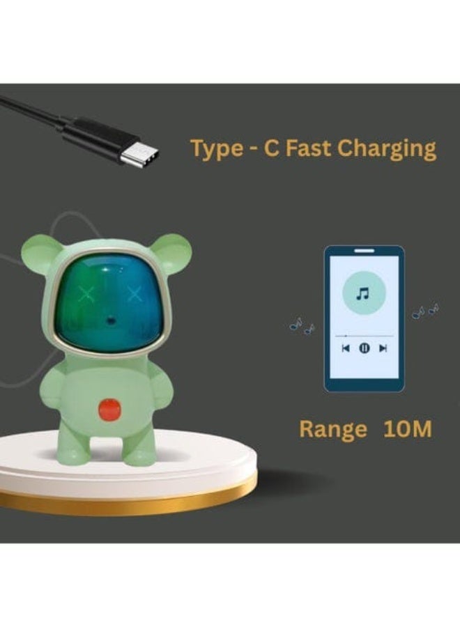 BDT AN152 Mini Wireless Bluetooth Speaker| 5-7Hrs Playtime| Vivid RGB Lights| RGB Sound Effect| Multi-Play Modes BTV5.3/TF Card/Pen Drive & Type-C Charging Port (Green) - Image 2