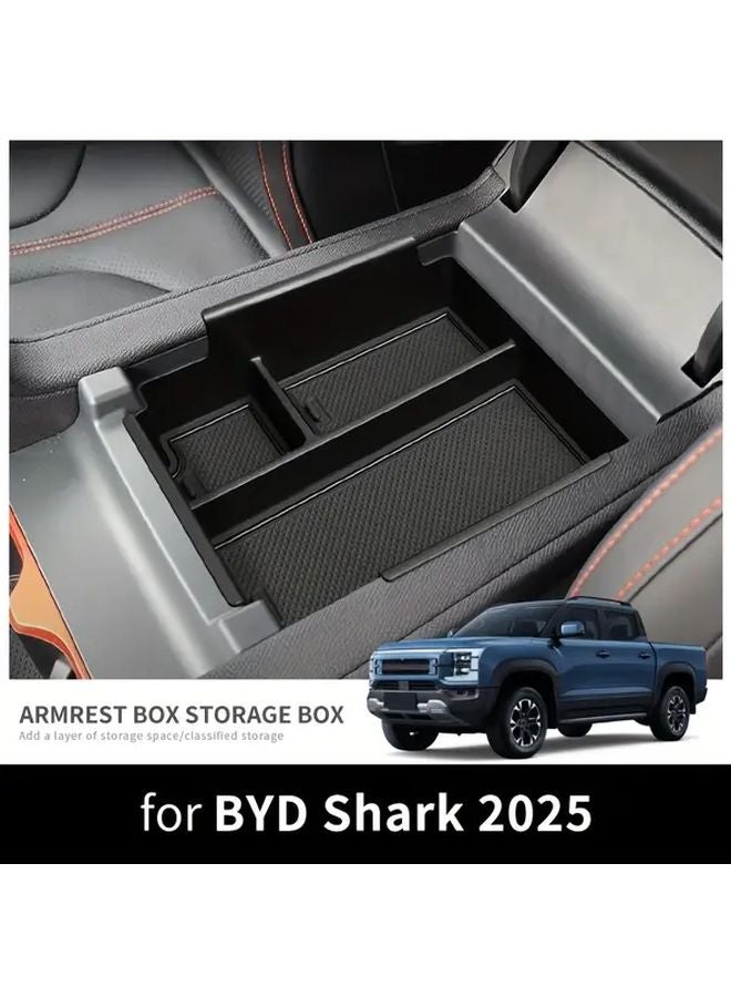 صندوق تخزين الكونسول الوسطي، صينية مسند الذراع، إدراج ABS أسود لشاحنة البيك أب BYD Shark 2024-2025 - Image 4