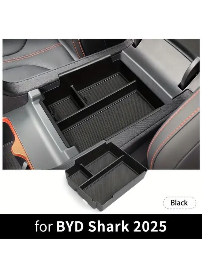 صندوق تخزين الكونسول الوسطي، صينية مسند الذراع، إدراج ABS أسود لشاحنة البيك أب BYD Shark 2024-2025 - Image 1