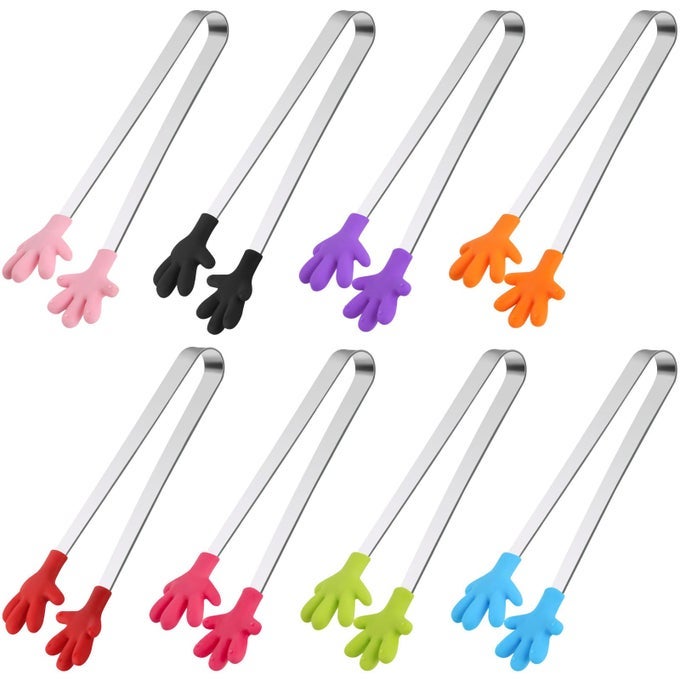 SMALL TONGS 5 INCH SILICONE MINI TONGS TO FEED KIDS KITCHEN GADGETS FOR SERVING APPETIZERS ICE CUBE FRUITS CANDY DESSERT BARBECUE GREAT FOR CLASSROOM FINE MOTOR