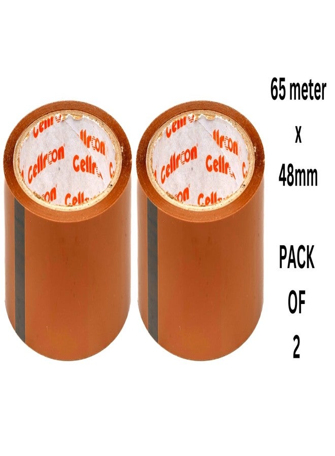 Cellroon BOPP Self-Adhesive Brown Packing Cello Tape - 2 Inch Width, 65 Meter Length - Multipurpose Industrial Packaging Tape -Rolls for Secure and Efficient Sealing (Pack of 2) - Image 2