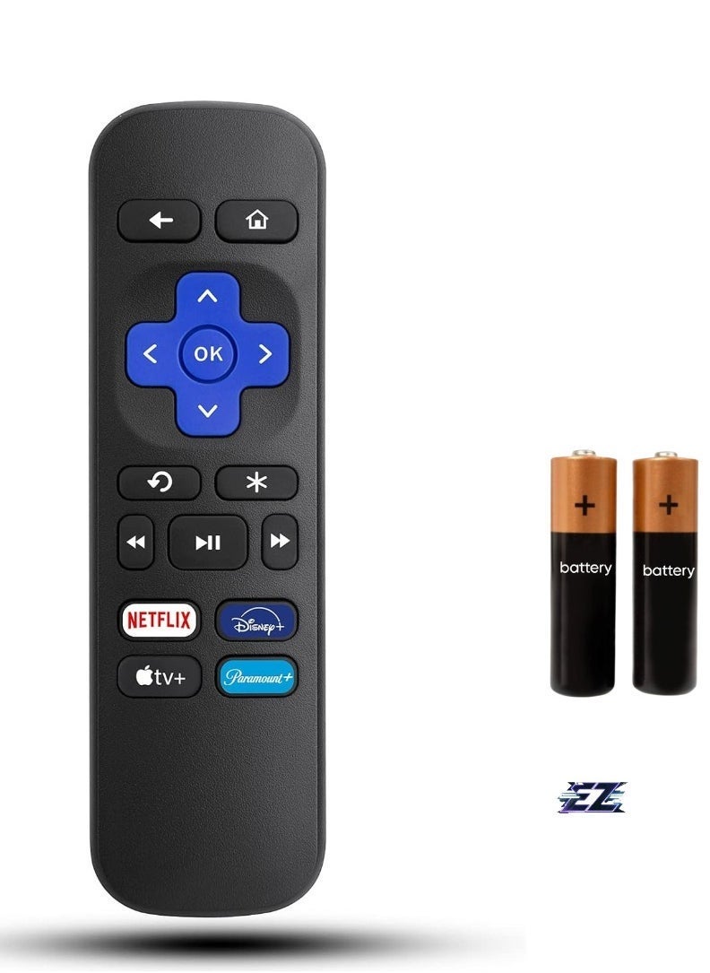 PopZa Replacement Remote Control for Roku Box, Compatible with Roku 1/2/3/4 (HD, LT, XS, XD), Roku Express, Roku Premiere (NOT for Roku Stick and Roku TV) – With Battery - Image 1