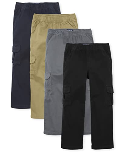 The Children's Place Boys Pull on Cargo Pants,Black/Flax/Gray Steel/New Navy 4 Pack,8 - Image 1