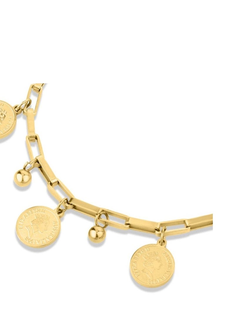 Luxuria 18K Gold Plated Stainless Steel Coin Bracelet Boho Adjustable Link Chain Stainless Steel Coin Bracelet Boho Chic Fashion - Image 5