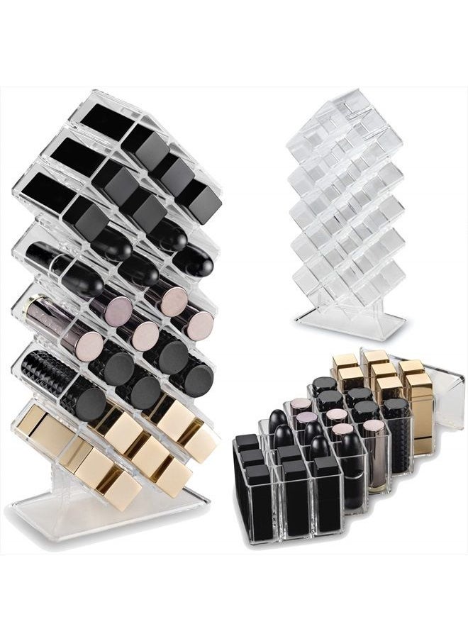 BY ALEGORY - byAlegory Acrylic Lipstick Makeup Organizer | 28 Space Cosmetic Storage Designed To Stand, Lay Flat or Stack (CLEAR) - Image 1