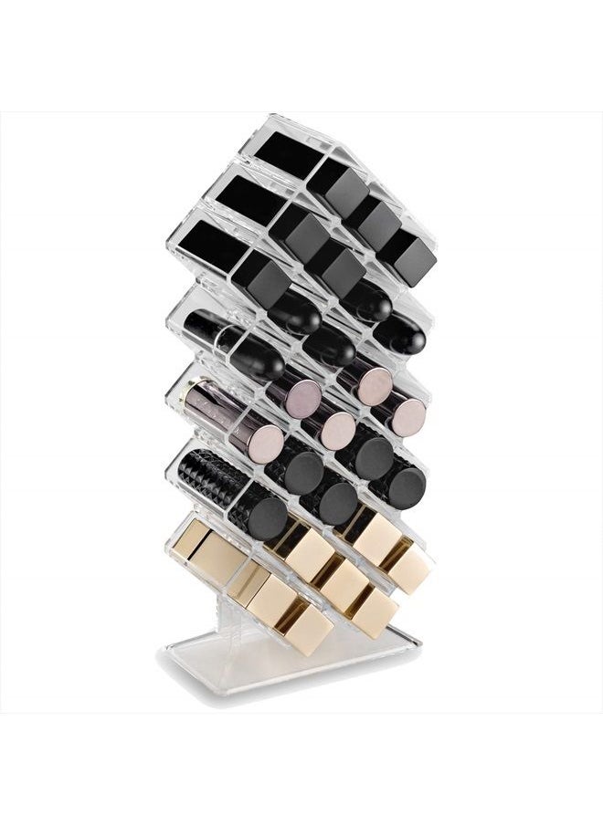BY ALEGORY - byAlegory Acrylic Lipstick Makeup Organizer | 28 Space Cosmetic Storage Designed To Stand, Lay Flat or Stack (CLEAR) - Image 1