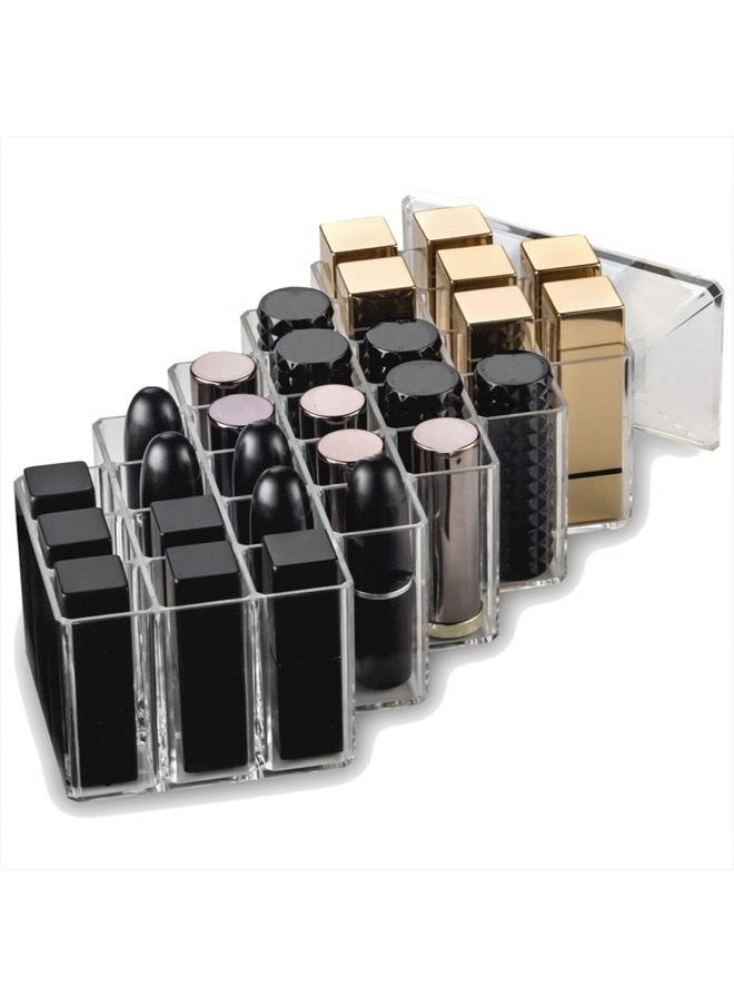 BY ALEGORY - byAlegory Acrylic Lipstick Makeup Organizer | 28 Space Cosmetic Storage Designed To Stand, Lay Flat or Stack (CLEAR) - Image 1