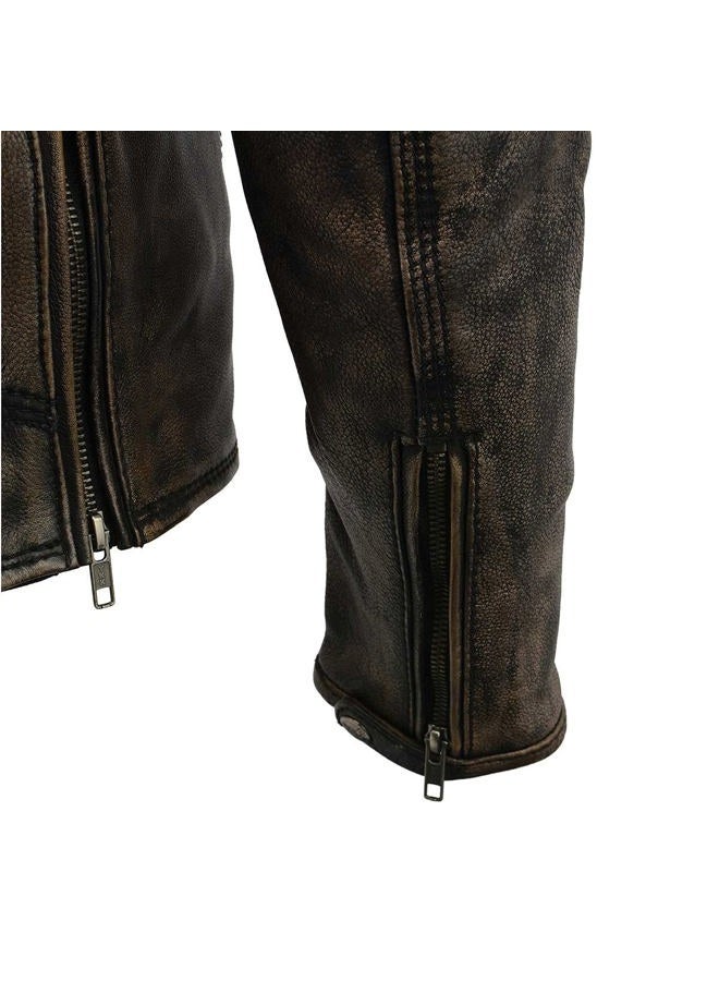 Milwaukee Leather MLM1515 Men's Classic Beltless Distressed Brown Leather Triple Stitched Motorcycle Biker Jacket - XX-Large - Image 2