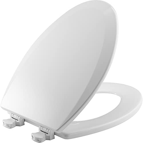 Bemis 1500EC Durable Wood Toilet Seat with Easy Clean Hinges Made in USA Elongated White