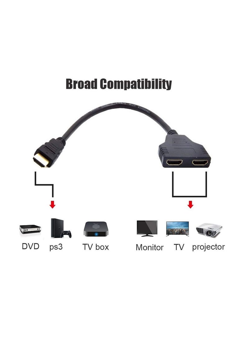 HDMI Cable Splitter 1 Input 2 Port, HDMI Male to HDMI Female Dual 1 to 2 Splitter, Support 2 TVs at the Same Time, 1 Signal Input 2 Output - Image 1