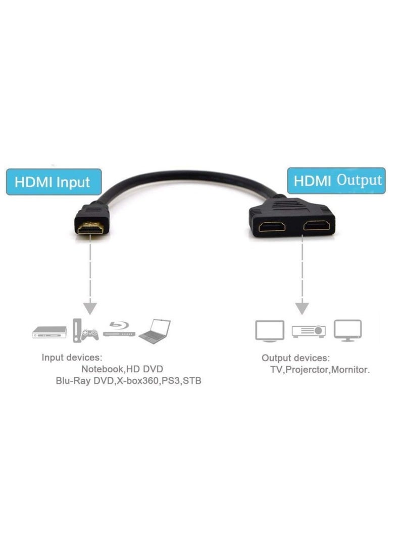 HDMI Cable Splitter 1 Input 2 Port, HDMI Male to HDMI Female Dual 1 to 2 Splitter, Support 2 TVs at the Same Time, 1 Signal Input 2 Output - Image 2