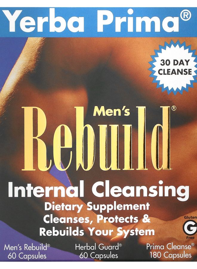 Yerba Prima Men's Rebuild Internal Cleansing 3 Part Program 3 Bottles 