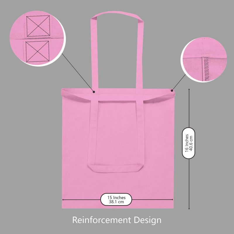 TOPDesign 6-Pack Economical 16"x15" Baby Pink Cotton Tote Bag, Lightweight Medium Reusable Grocery Shopping Cloth Bags, Suitable for DIY, Advertising, Promotion, Gift, Activity - Image 5