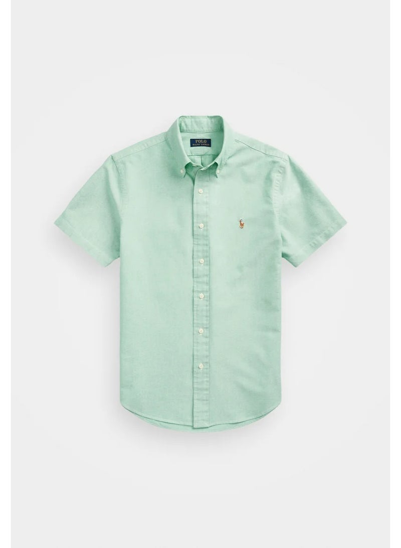 بولو رالف لورين قميص أكسفورد قصير الأكمام للرجال من بولو رالف لورين، مقاس كلاسيكي، باللون الأخضر النعناعي، مقاس XL، ملابس كاجوال مريحة