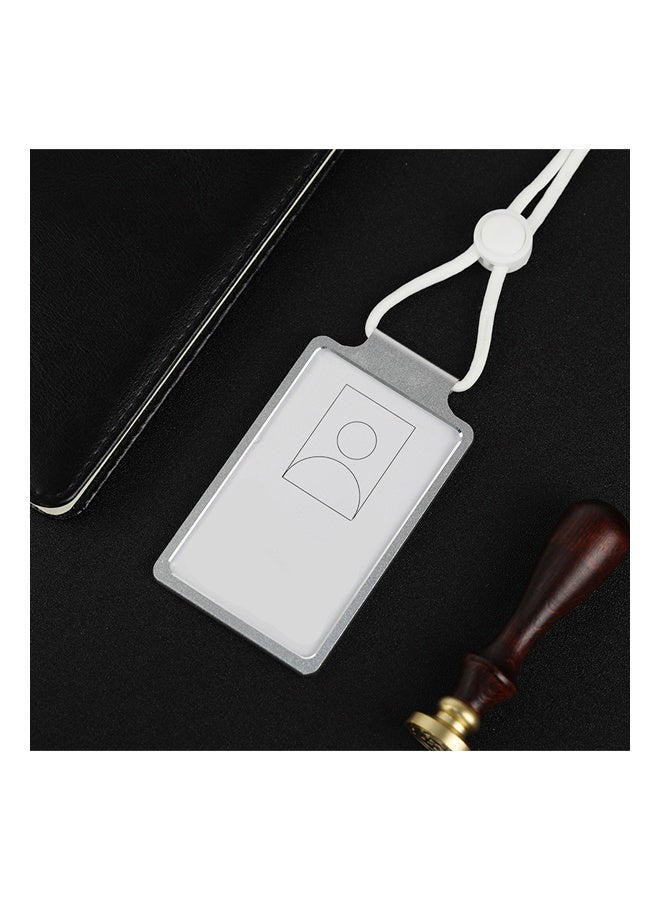 ID Card Holder Aluminum Alloy Badge Holder with Lanyard for Work ID, School ID, Metro Card, Access Card, Grey - Image 4