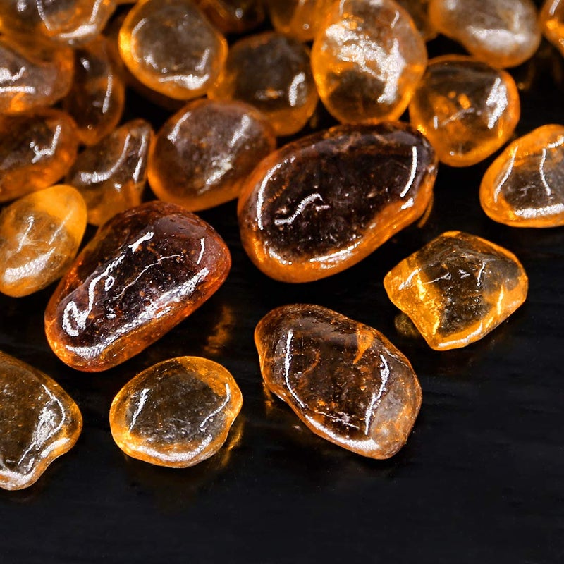 Hilitchi Glass Stones Non-Toxic Beautiful Smooth Vibrant Colors Vase Filler, Table Scatter, Aquarium Fillers, Gems Displaying, Gem Glass Confetti [Amber Stone Aprox. 1lb(455g)/Bag] - Image 3