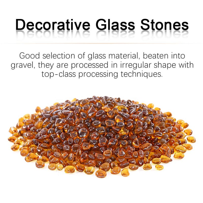 Hilitchi Glass Stones Non-Toxic Beautiful Smooth Vibrant Colors Vase Filler, Table Scatter, Aquarium Fillers, Gems Displaying, Gem Glass Confetti [Amber Stone Aprox. 1lb(455g)/Bag] - Image 5
