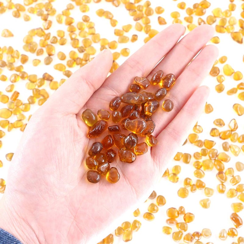 Hilitchi Glass Stones Non-Toxic Beautiful Smooth Vibrant Colors Vase Filler, Table Scatter, Aquarium Fillers, Gems Displaying, Gem Glass Confetti [Amber Stone Aprox. 1lb(455g)/Bag] - Image 4