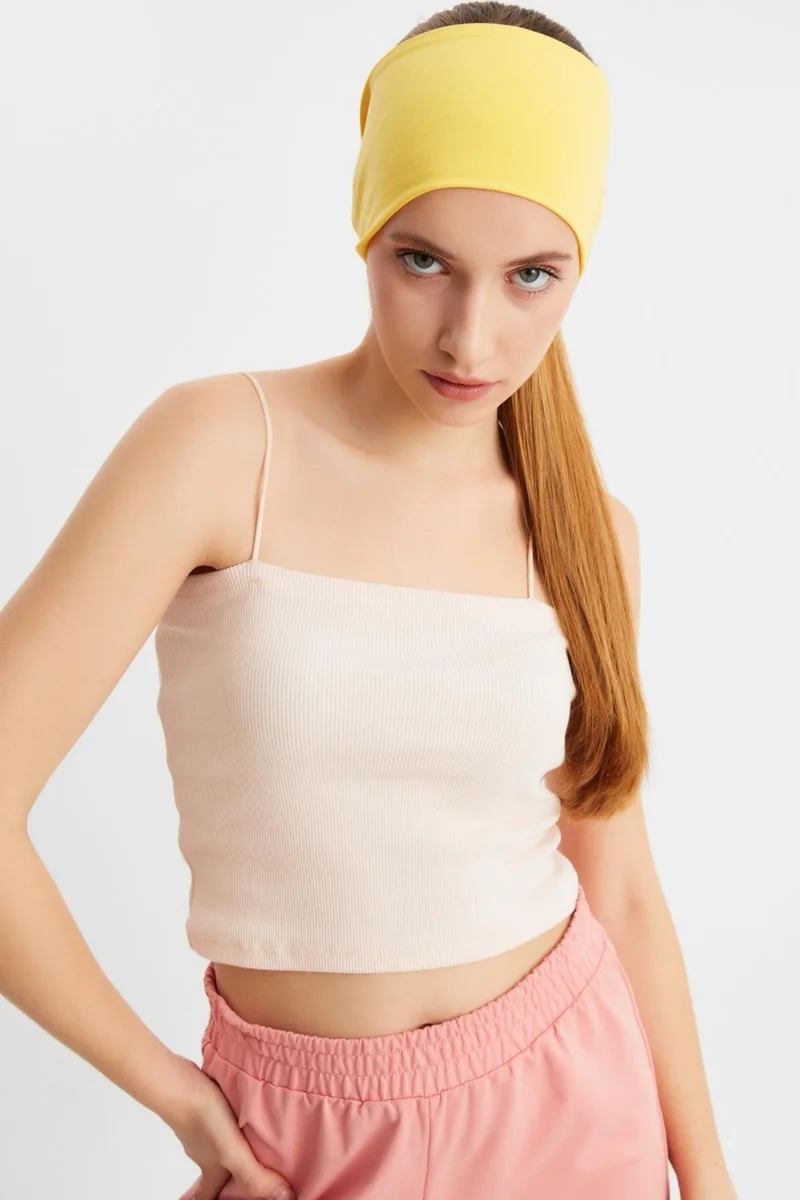 بوتيكجيز Yellow Women's Double Sided Use Alternative, Combed Cotton, Non-Slip, Lightweight, Sports Hair Band Bandana