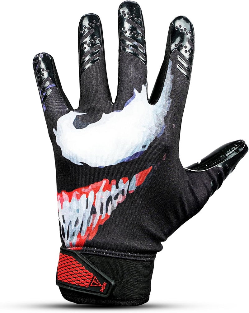 TAQCHA Villain Football Receiver Gloves – Elite Stick Grip Football Gloves for Adults & Youth – Ultra Sticky, Breathable, Durable Gloves for Wide Receivers, Pro Performance Game Gloves - Image 5