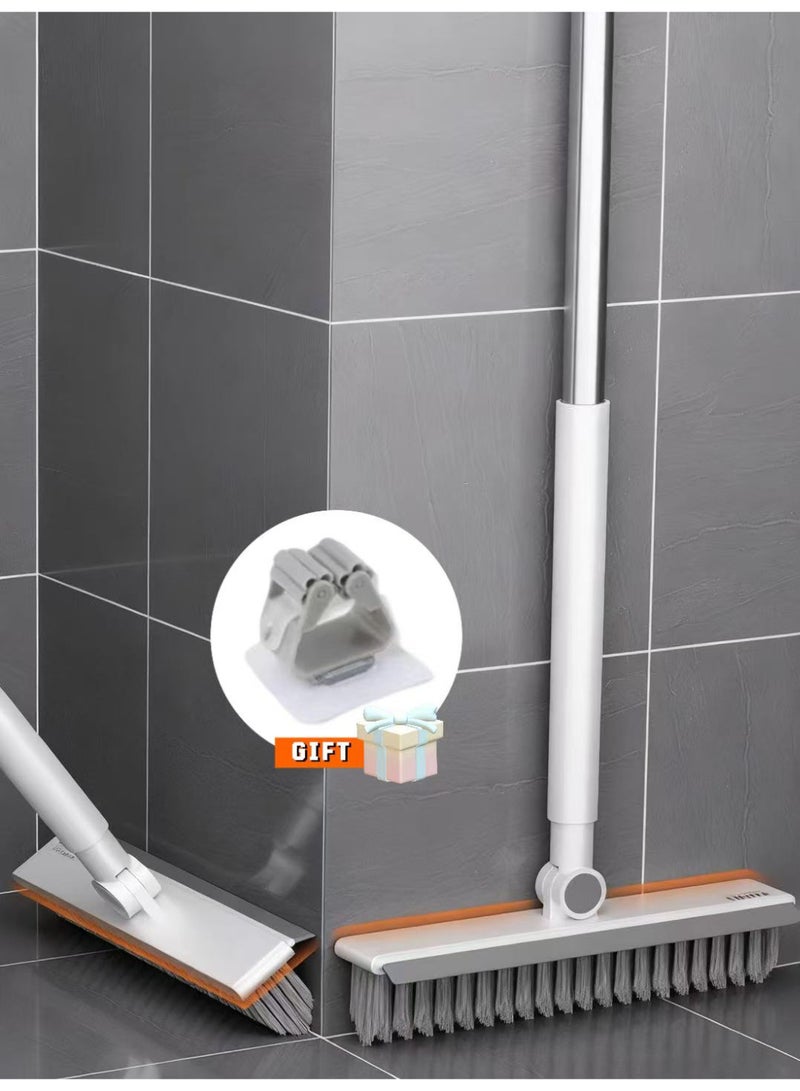 TNGames "Buy One Get One Free" Long-Handle Stiff-Bristle Floor Brush + Mop Clip Set – 180° Rotating Deep-Cleaning Brush – For Tiles/Wood Floors/Bathroom Grout – Powerful Stain Removal Without Surface Damage - Image 1