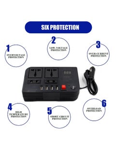 BYGD 200W Car Power Inverter DC 12V To 220V AC Converter LED Display Sockets Modified Sine Wave Power Inverter With 4 USB Ports For Laptop Car Plug Adapter Car Power Inverter Car Charger Fast Charger  - Image 5