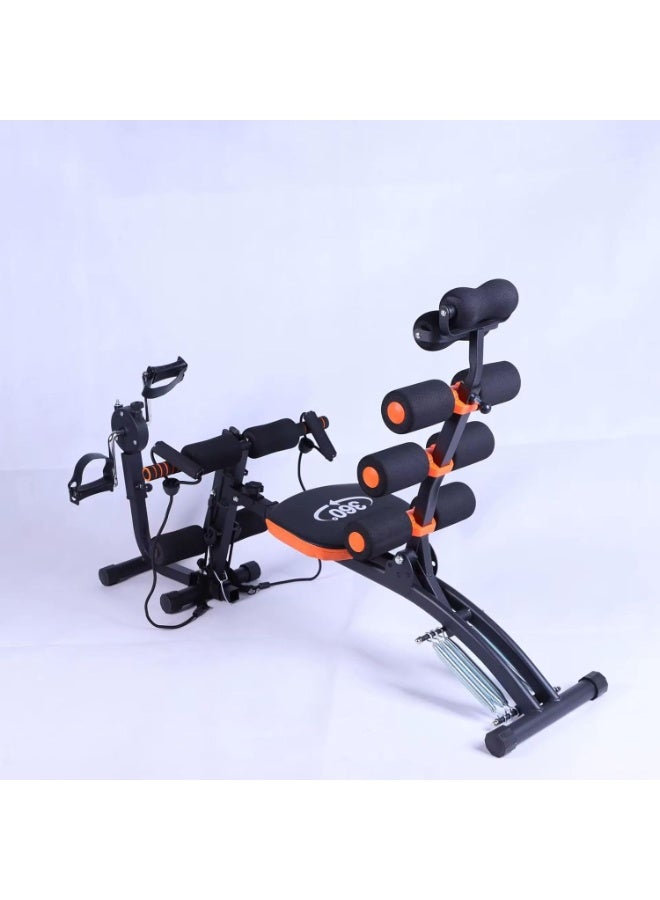 سبورت كيو جهاز تمرين متكامل للبطن والظهر والذراعين مع دواسات أب ستب 360 متعدد الوظائف لتمارين البطن + الدراجة و مقعد مرن بوسادات حماية – مقاومات شد و مناسب للتخسيس وبناء العضلات للمنزل - Image 4