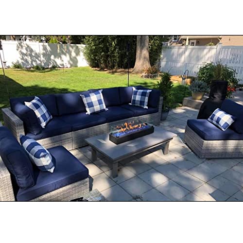 VAKADO Outdoor Blue Throw Pillow Covers 18x18 Set of 2 Buffalo Plaids Check Summer Front Porch Decorative Gingham Cushion Cases Home Decor Farmhouse for Patio Furniture Couch Bed Sofa,Navy Blue White - Image 4