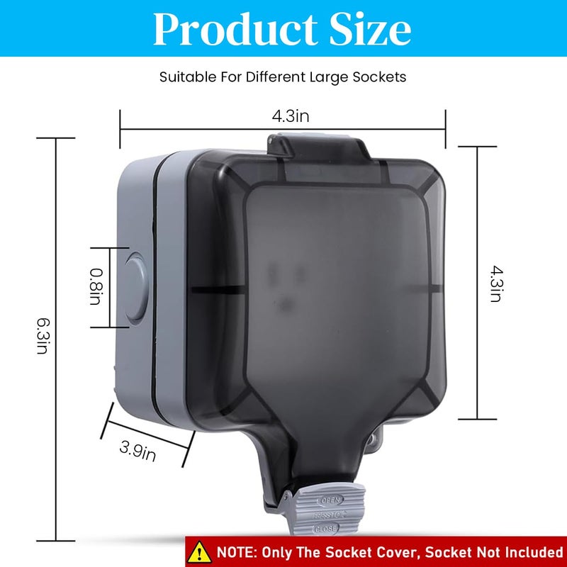 Serplex غطاء مقبس أسود مقاوم للماء IP66 من نوع 86 لمقبس فردي، صندوق كهربائي خارجي من ABS والنحاس، سهل التركيب مع قفل، متعدد الاستخدامات للحديقة، الفناء، المرآب، (المقبس غير مدرج) - Image 2