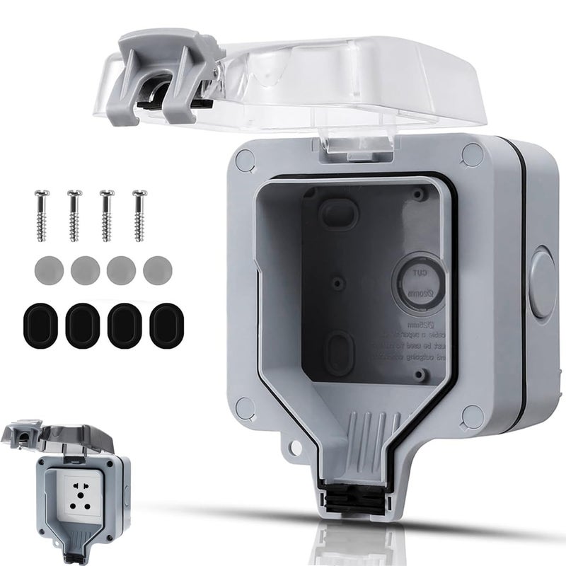 Serplex غطاء مقبس أسود مقاوم للماء IP66 من نوع 86 لمقبس فردي، صندوق كهربائي خارجي من ABS والنحاس، سهل التركيب مع قفل، متعدد الاستخدامات للحديقة، الفناء، المرآب، (المقبس غير مدرج) - Image 1