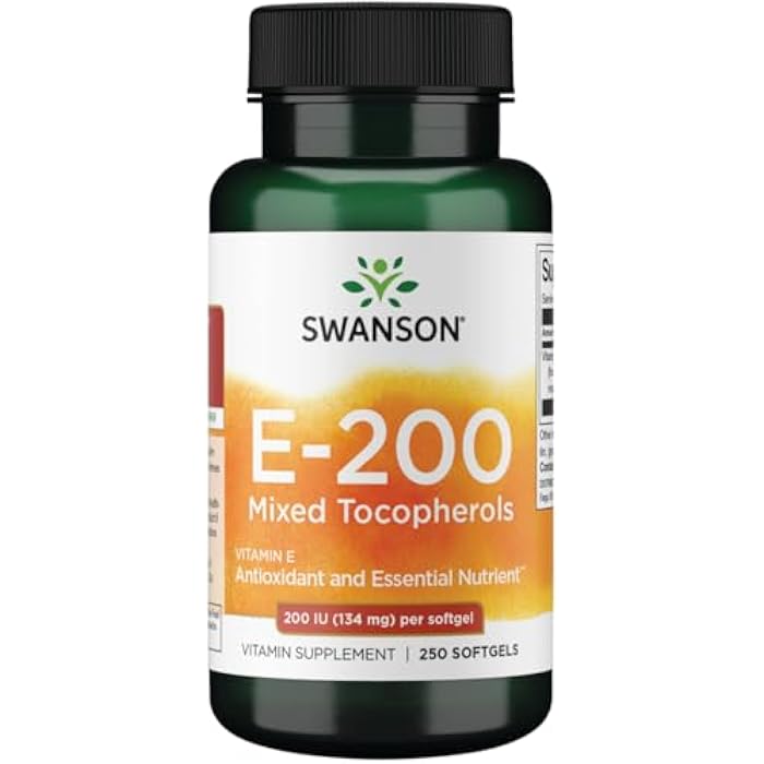 Swanson Vitamin E Mixed Tocopherols 200 Iu (134 Milligrams) 250 Sgels - Image 1