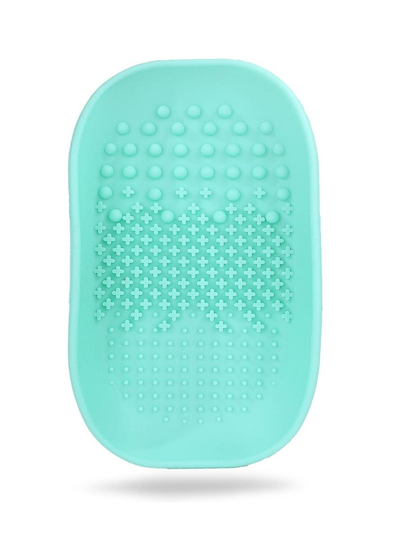 SYOSI Silicone Makeup Brush Cleaner Mats Pads, Back Strap Cosmetic Brush Cleaning Mat Portable Washing Tool for Makeup, for Cleaning (Green) - Image 2