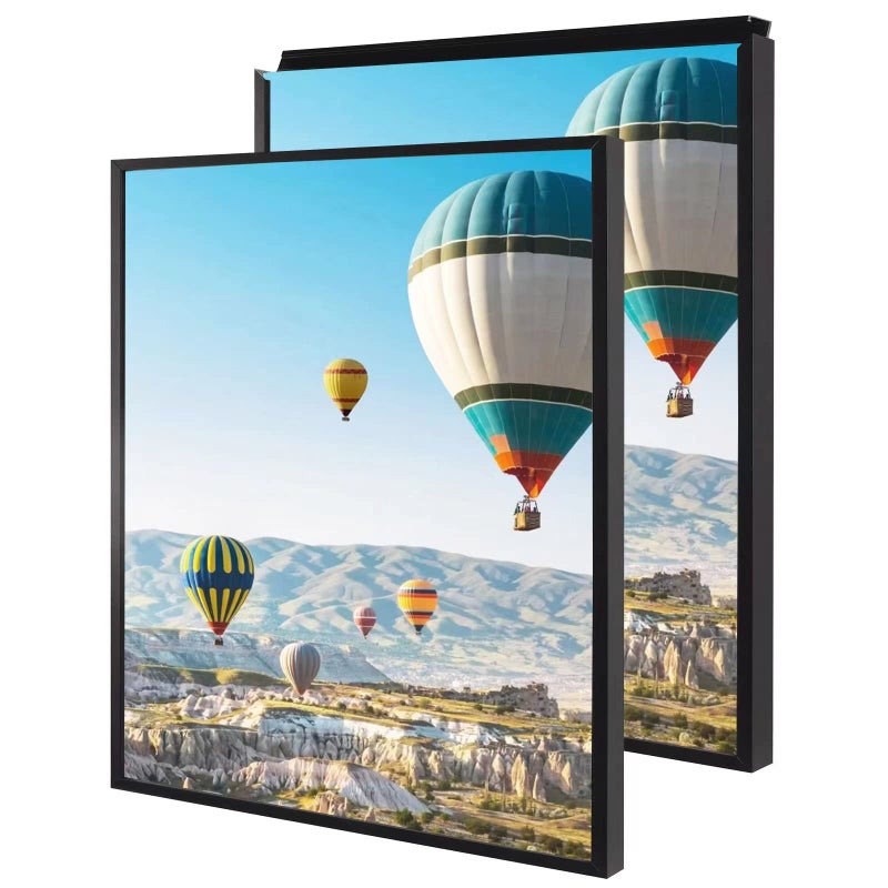 24x32 Poster Frame Plexiglass Set of 2 Black Snap Frames Frontloading Frame Coating Aluminum Profile Display Horizontally  Vertically