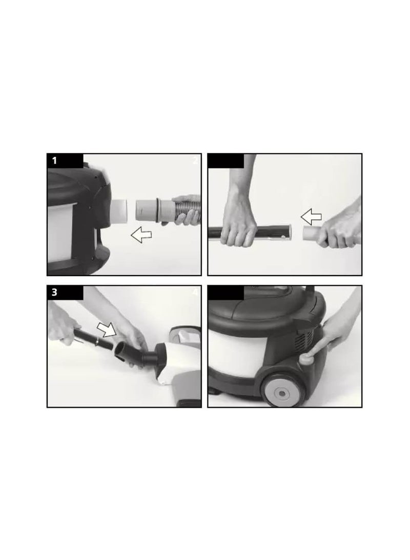 UFESA AP8100 Professional Vacuum Cleaner 12L, 1300W Powerful Suction, 230–400V, Easy to Clean & Store – Black & Silver - Image 4