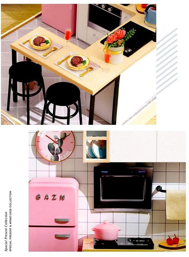 Flever Dollhouse Miniature Diy House Kit Creative Room With Furniture For Romantic Artwork Gift (Taste Of Life) - Image 3