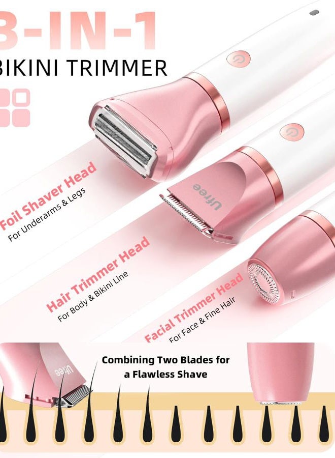 UFREE Bikini Trimmer for Women, Electric Shaver for Face and Body Hair, Wet & Dry Use Groomer, Gentle Hair Removal Razor, 3-in-1 Waterproof and Wireless Hair Trimmer, USB - Image 2