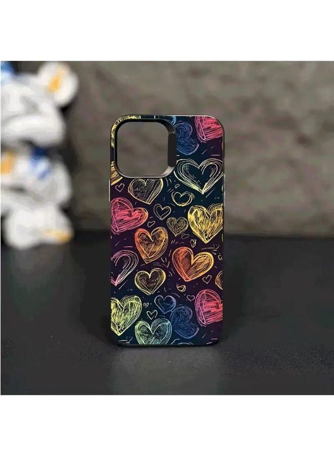 Temu iPhone case with a colorful heart design, perfect for a romantic love festival. This soft, glossy TPU case offers protection and shock resistance, making it an ideal gift for any occasion. Compatible with iPhone 14 Plus.