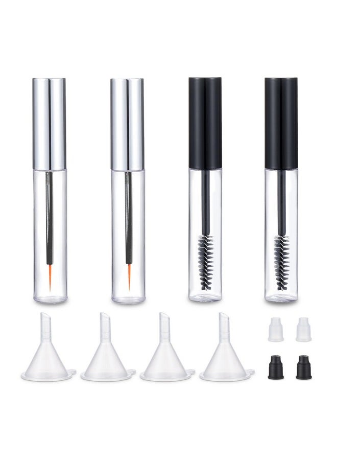 Ideal Swan 8ml Mascara Tube Empty and Wand Eyelash Cream Container Bottle 7ml Transparent Empty Mascara and Eyeliner Tubes with Rubber Inserts and Funnels Set for Castor Oil DIY Mascara（Silver, Black)  - Image 1
