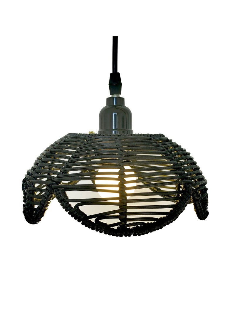 MEI HOME CENTER Hand Woven Rattan Cage Pendant Light Cover With Aesthetic Design (Size 25x30CM)  - Image 1