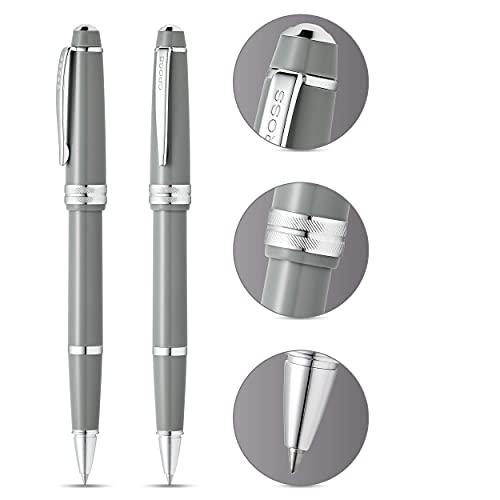 Cross Bailey Light Polished Gray Rollerball Pen – Refillable, Medium Point Black Ink, Presented in Everyday Gift Box - Image 2