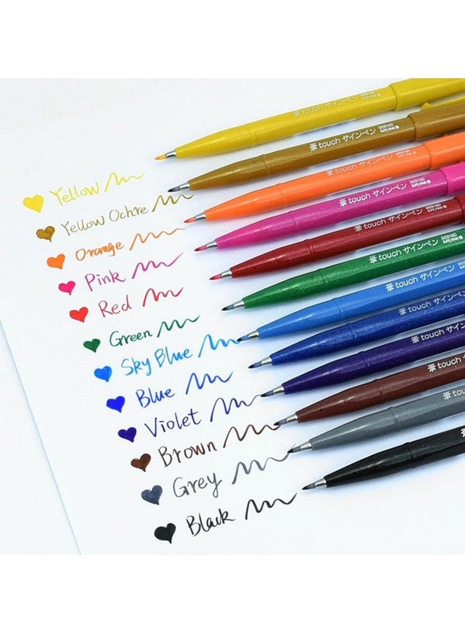 بنتل قلم توقيع Pentel Brush Ses15C (12 لونًا أصليًا)، متعدد الألوان - Image 2